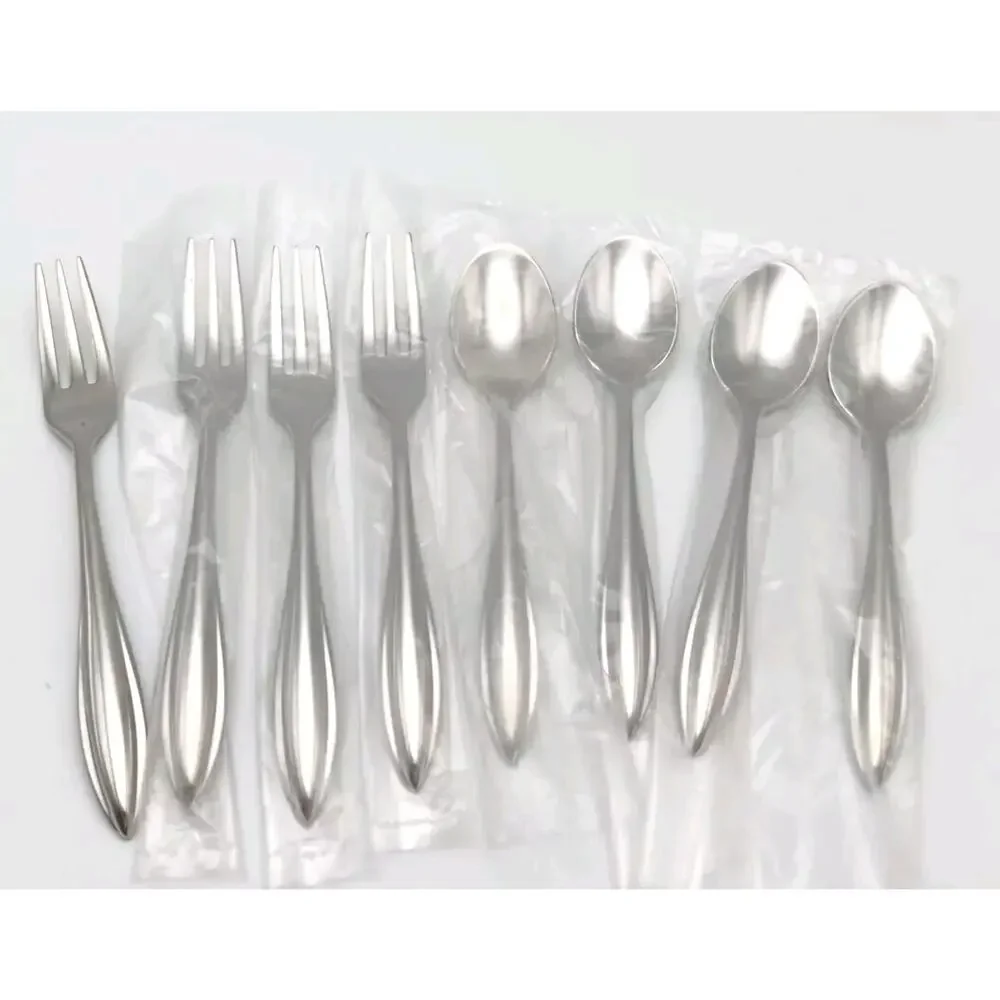 Lenox Sculpt/Marietta 4 Shirmp Forks & 4 Demitasse Spoons Stainless Flatware New
